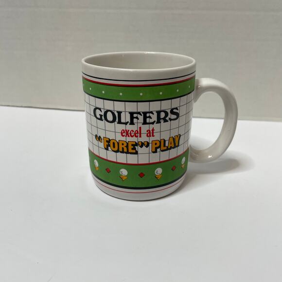 Vintage The Gold Club Golf Coffee Tea Mug Golfers Excel at Fore Play - Picture 5 of 6